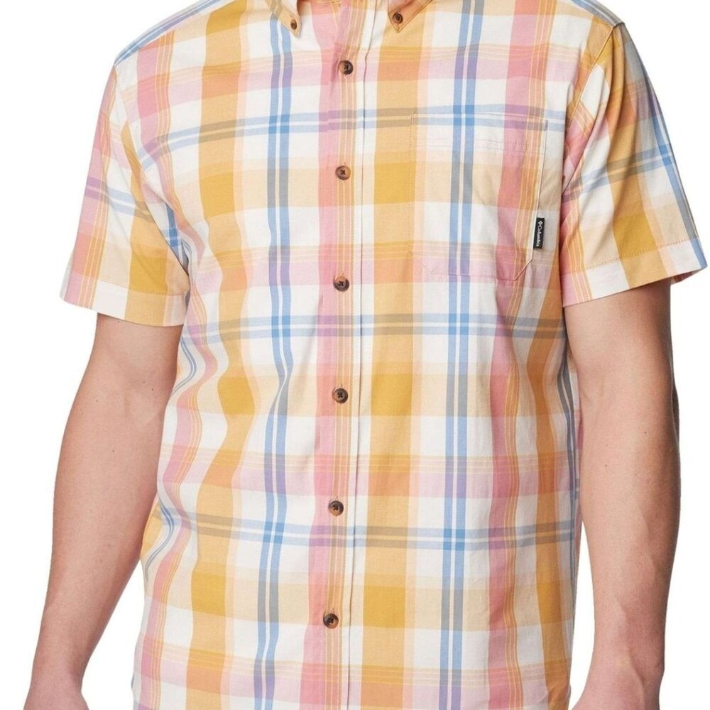 Columbia Rapid Rivers II Shirt Mens XL Short Sleeve Button Down Plaid NWT Tuscan